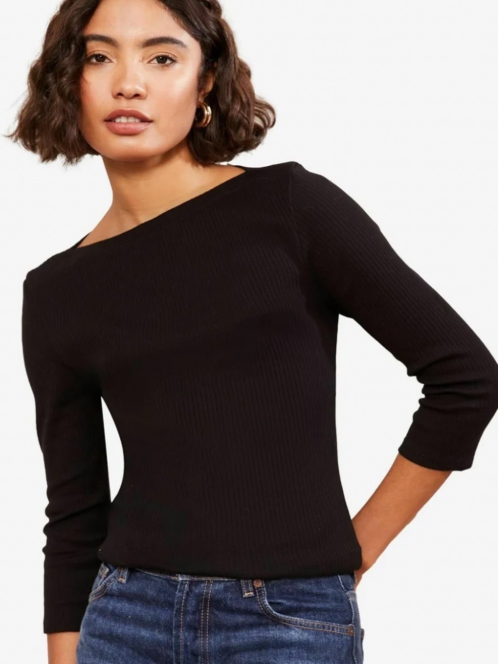 Ralph Lauren Black Label Cowl Boatneck Slim 3/4 sleeve Top M